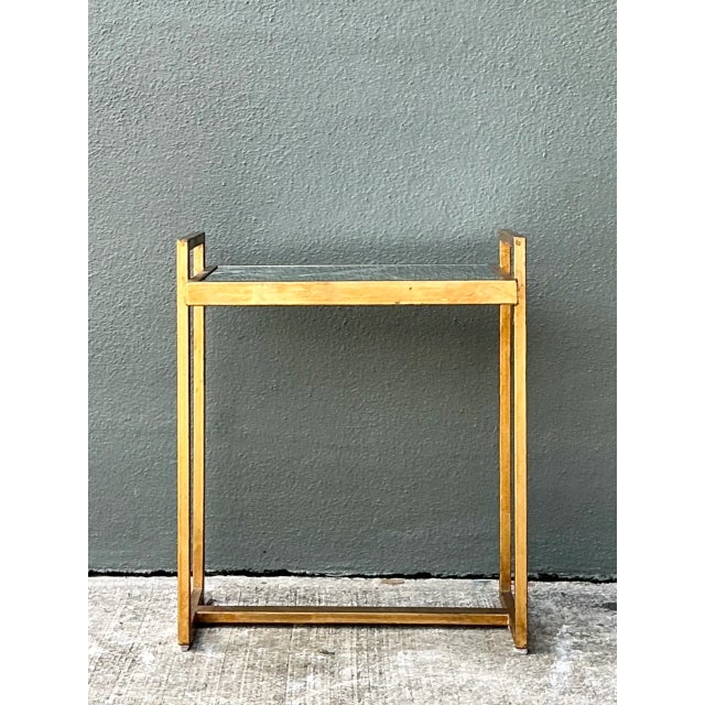 Early 21st Century Vintage Metal and Mirrored Glass Side Table For Sale - Image 5 of 12