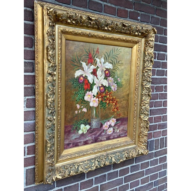 Late 19thC Cussenneers Floral Oil Painting Frame For Sale - Image 6 of 17