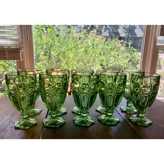 Fostoria Green Moonstone Wine Glasses Set 4 For Sale - Image 9 of 12