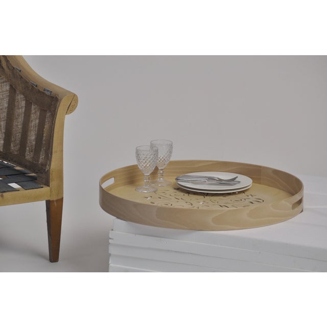 Giant Round Perforated Tray with Baroque Motif by Villahomecollection For Sale - Image 6 of 7
