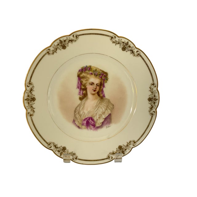 Manufacture de Sevres 19thC Sèvres Marked Portrait Plate Madame De Lamballe Signed Debrie Made in France c.1890-1910 For Sale - Image 4 of 8
