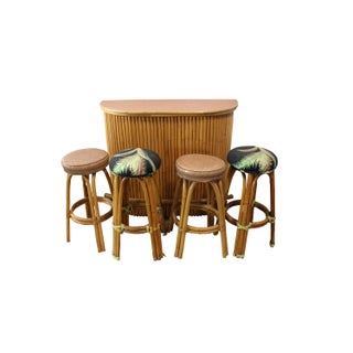 1950s Tiki Bamboo Bar Set For Sale