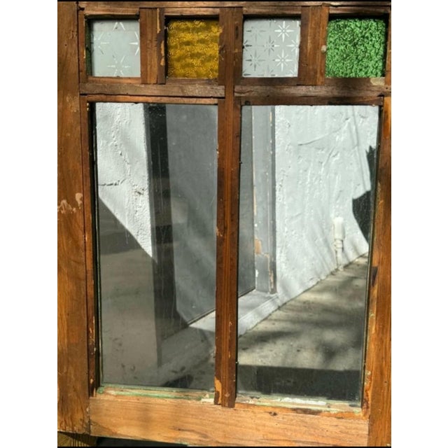 Glass 1871 Scandinavian Folk Art Step-Back Cupboard With Original Decorative Glass For Sale - Image 7 of 13
