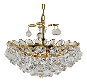 1970s Crystal and Gilt Brass Chandelier by J. L. Lobmeyr