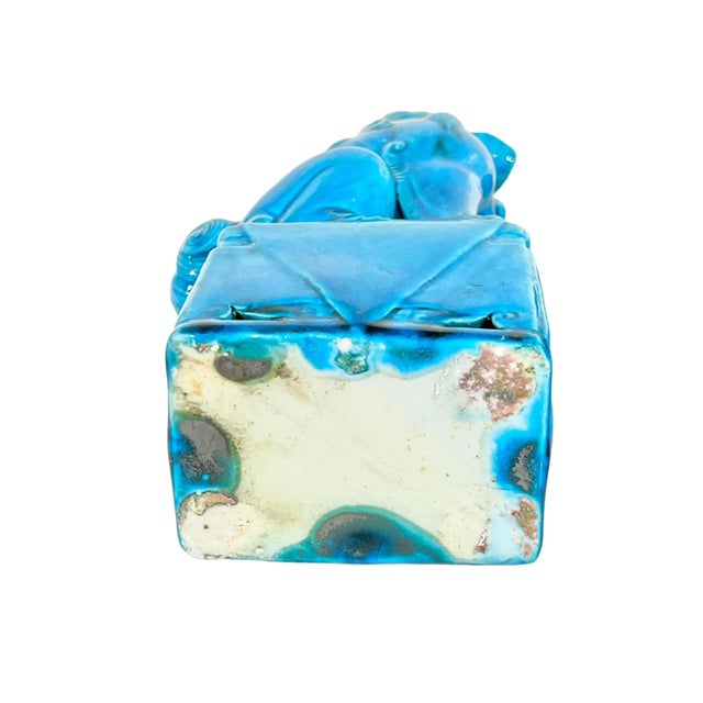 Mid 20th Century Pair of Vintage Larger Size Turquoise Blue Chinese Foo Dogs For Sale - Image 12 of 12