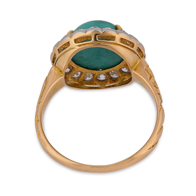 1910s Edwardian Turquoise Diamond Two Tone Cluster Ring, Size 8 For Sale In Los Angeles - Image 6 of 6