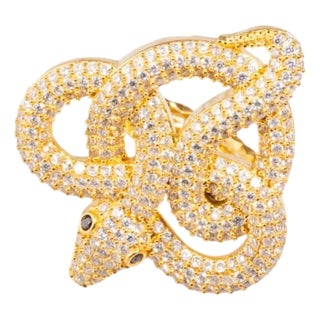 Majestic Diamond Snake Chunky Adjustable Ring, Size 4 For Sale