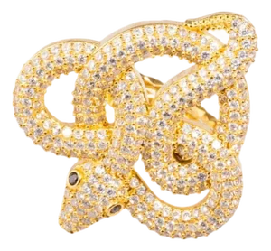 Majestic Diamond Snake Chunky Adjustable Ring, Size 4