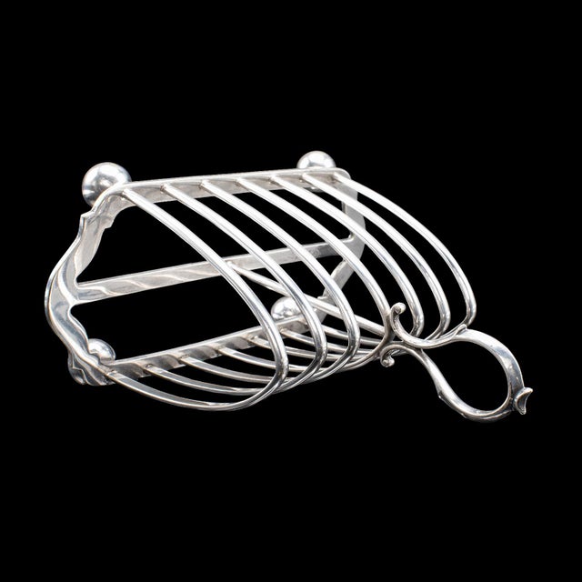 Metal Antique Toast Rack, English, Silver Plated, Breakfast Table Stand, Edwardian For Sale - Image 7 of 10