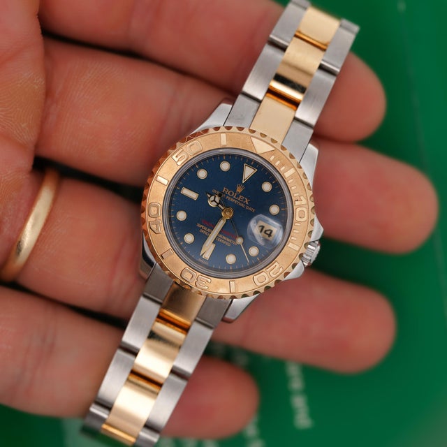 Metal Rolex Yacht Master 169623 29mm Two Tone 18k Blue Ladies Watch Full Set For Sale - Image 7 of 7