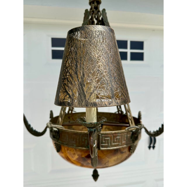 1990s Maitland-Smith Penn Shell Bronze Chandelier W/Rams Heads For Sale - Image 10 of 12