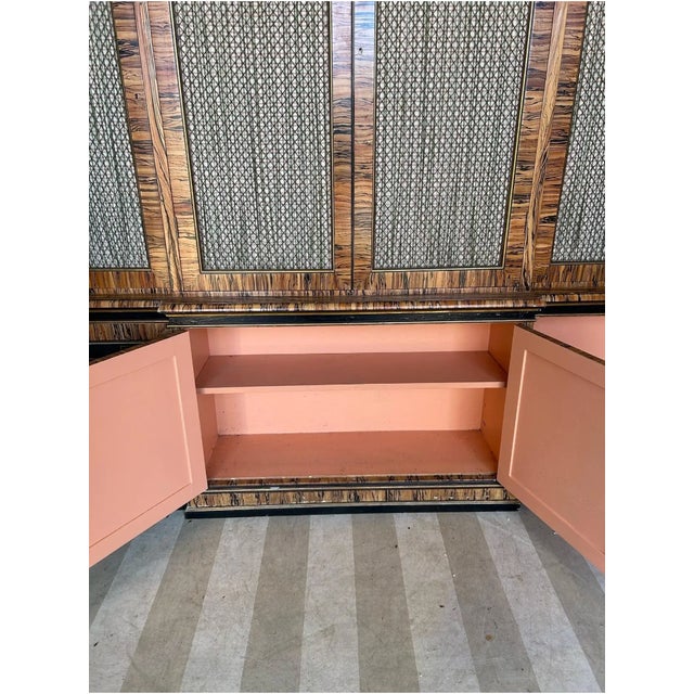 Mid 20th Century Fabulously Faux Painted Breakfront Bookcase With Coral Interior For Sale In Richmond - Image 6 of 9