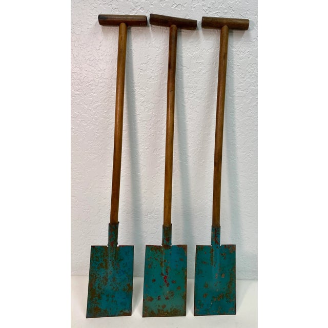 Vintage 3 Piece Blue Children’s Toy Shovel Set From England. For Sale - Image 10 of 10