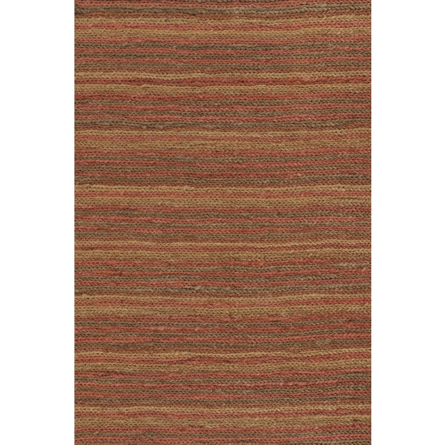 Rug & Kilim's Contemporary Square Flat Weave in Brown, Orange and Gold Stripes For Sale In New York - Image 6 of 10