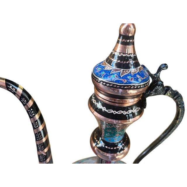 Large Handmade Copper Water Pitcher with Plate For Sale - Image 10 of 11