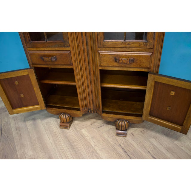 Art Deco Display Cabinet in Glazed Oak, 1930s For Sale - Image 10 of 11