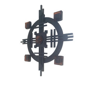 Danish Iron and Glass Wall Sculpture from Dantoft, 1960s For Sale