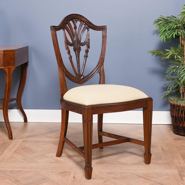 Drape Carved Shield Back Chairs - Set of 10 For Sale - Image 11 of 14