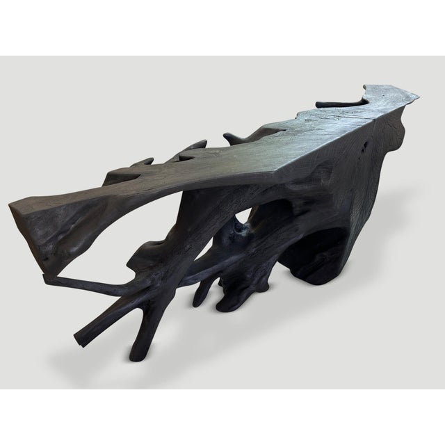 Andrianna Shamaris Sculptural Charred Teak Wood Console Table For Sale In New York - Image 6 of 18