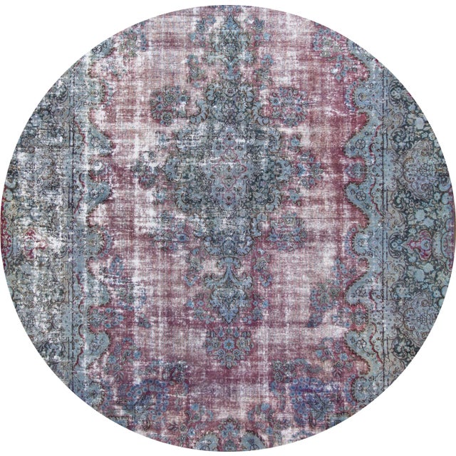 Beautiful Vintage Distressed rug, hand knotted wool with a tan field, ivory and red accents in an all over multi medallion...