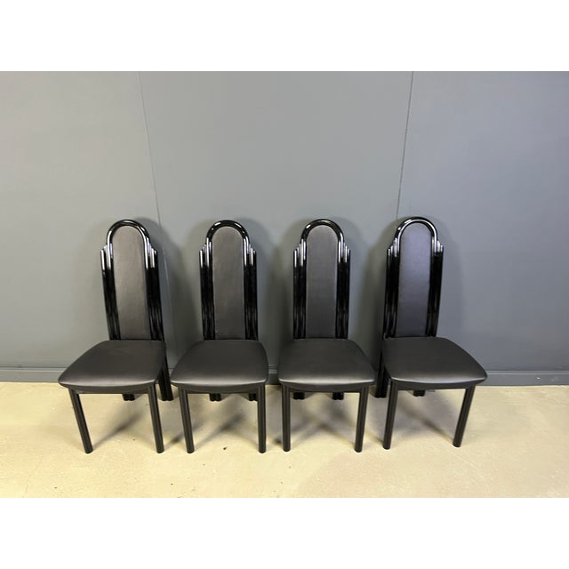 Vintage Italian Lacquered Wood Dining Chairs, 1980s, Set of 4 For Sale - Image 9 of 11