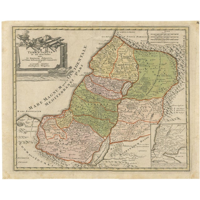 Antique Holy Land Map, 1718 For Sale