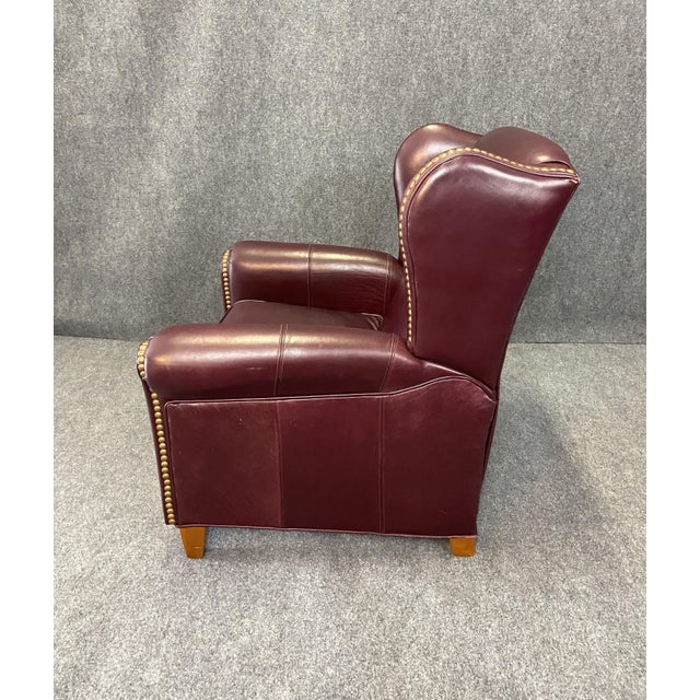 Ethan Allen Maroon Leather Recliner With Nailhead Trim Chairish