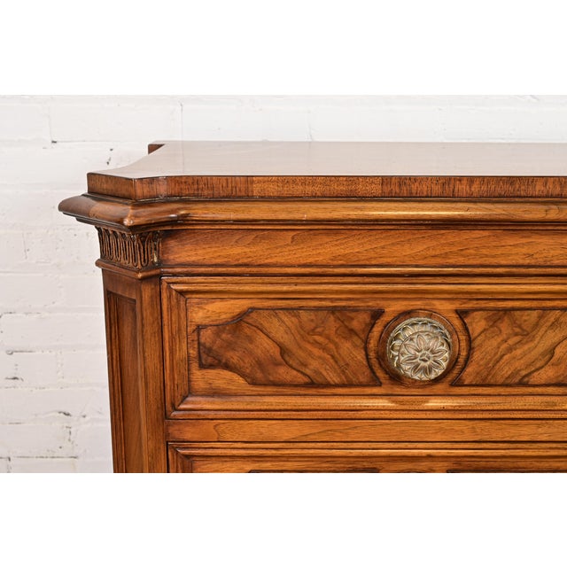 Karges French Regency Louis XVI Burled Walnut Triple Dresser or Credenza For Sale - Image 9 of 15