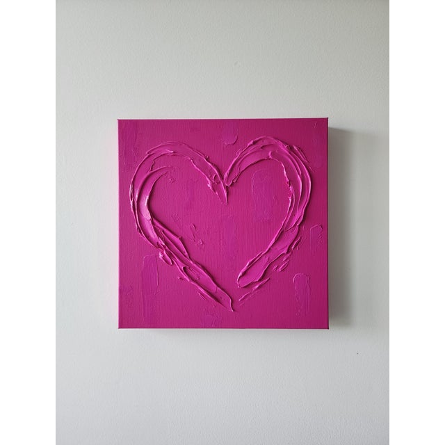 2020s Pink Abstract Heart Painting For Sale - Image 5 of 5