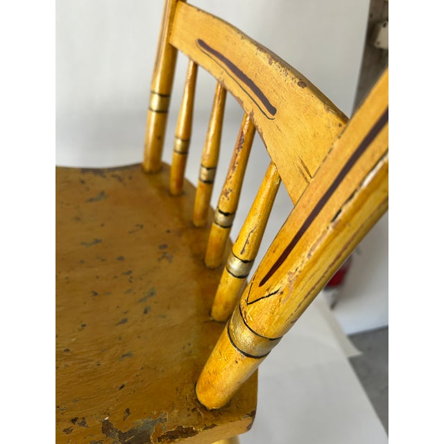 Mustard Vintage American Stenciled Country Doning Chair Plank Construction Mustard For Sale - Image 8 of 8