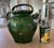 This charming antique French gargoulette (traditional water/wine pitcher) features a rich green glaze over heavy...