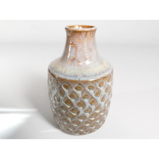 Beige Scandinavian Modern Blue Glazed Stoneware Vase from Søholm, 1960s For Sale - Image 8 of 18