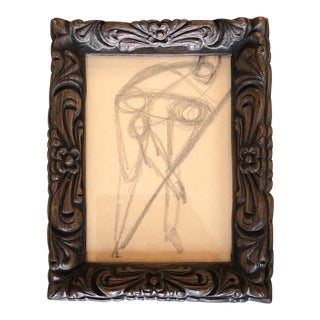 Small Vintage Original Abstract Charcoal Figure Study Drawing For Sale
