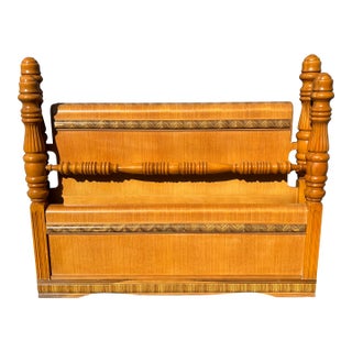 1930s Vintage Full Size Art Deco Wooden Headboard and Footboard For Sale