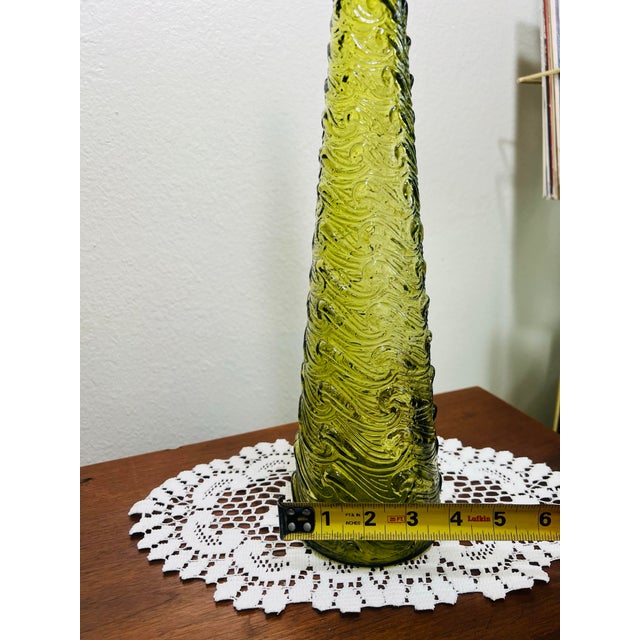 Vintage 1960s Wave Empoli Italy Decanter in Olive Green For Sale In Sacramento - Image 6 of 10