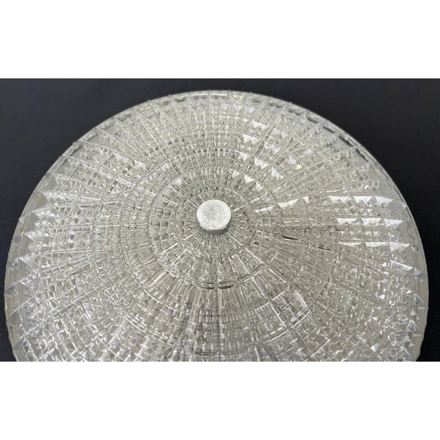 Vintage French Patterned Glass Flush Mount For Sale - Image 12 of 16