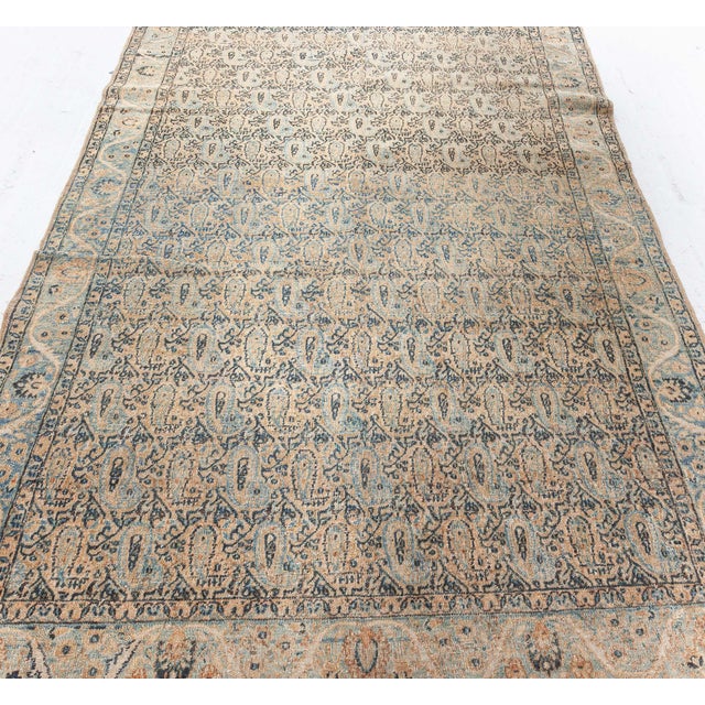 Black Authentic Persian Kirman Handmade Wool Rug For Sale - Image 8 of 9