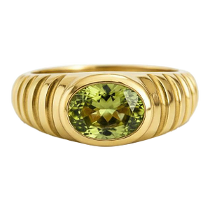 Oval Bezel Peridot Ring for Men Silver, Gold, Size 10