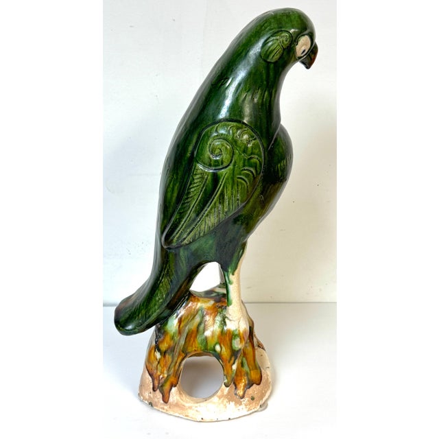 Monumental Chinese Export Porcelain Green Sancai Glazed Parrot, Late 19th C For Sale - Image 13 of 18