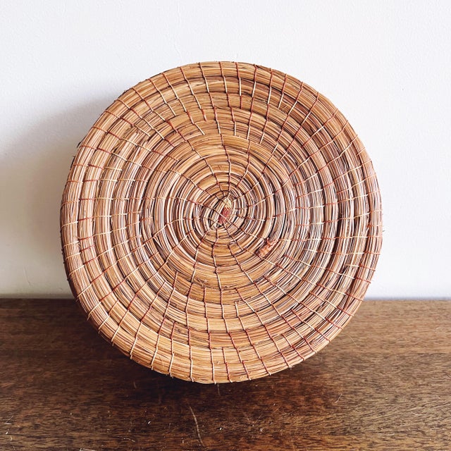 Vintage Woven Pine Needle Basket Chairish