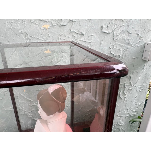 White Mid-Century Japanese Geisha Figurine in Glass Display Case With Gilt Kimono Details For Sale - Image 8 of 9