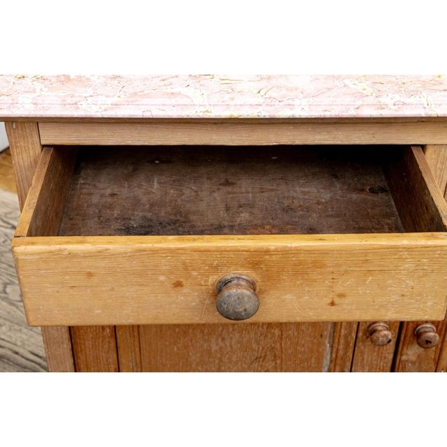 French Provincial Antique Marble Top Pine Dry Sink For Sale - Image 3 of 8