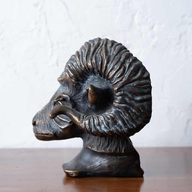 A Bronze Ram's Head, 20th Century For Sale - Image 9 of 14