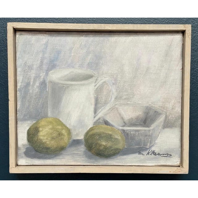 Main Klarmo‑kärred, Jug, Bowl and Fruits, 1961, Oil Painting on Canvas, Framed For Sale - Image 15 of 18