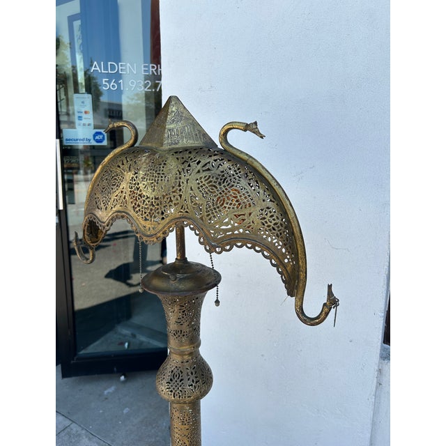 Antique Moroccan Pierced Bass Floor Lamp. For Sale In West Palm - Image 6 of 10