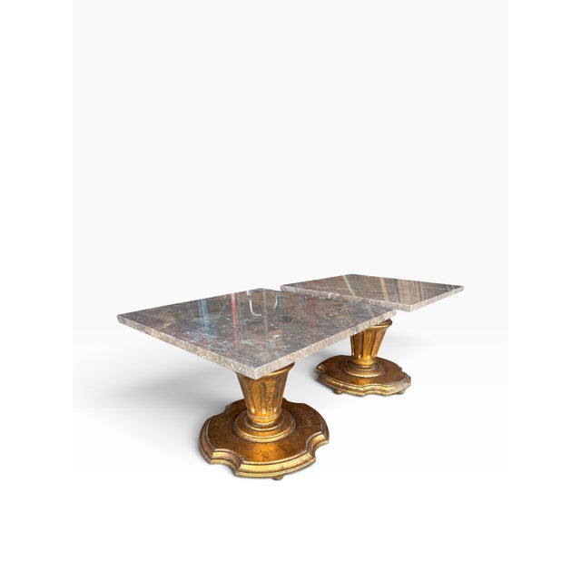 Pair of Neoclassical Giltwood Marble-Top Pedestal Plant Stands For Sale In Boston - Image 6 of 14