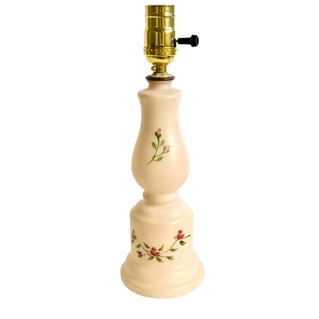 Pair of Vintage Hand-Painted Bristol Glass Table Lamps With Woven Shades For Sale - Image 10 of 17
