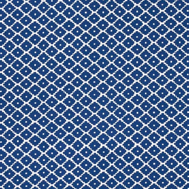 Schumacher Sample - Schumacher Ziggurat Fabric in Blue For Sale - Image 4 of 4