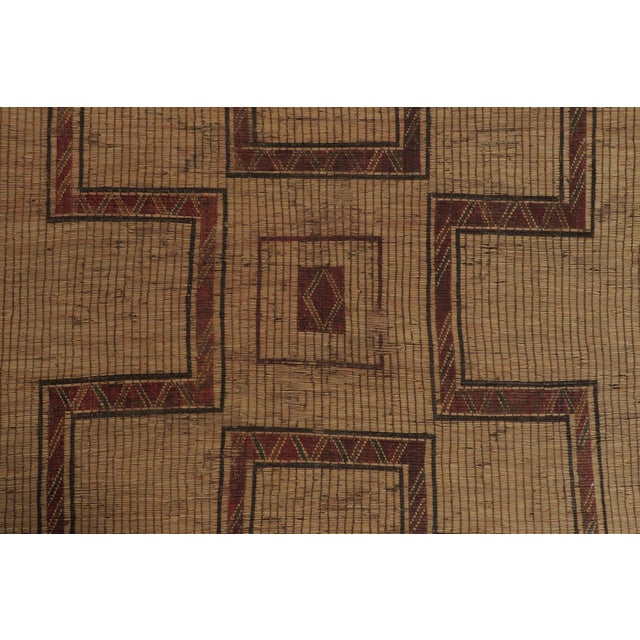 1950s Vintage Moroccan Tuareg Mat With Twin Geometric Medallions in Beige & Red - Rug & Kilim For Sale - Image 5 of 8