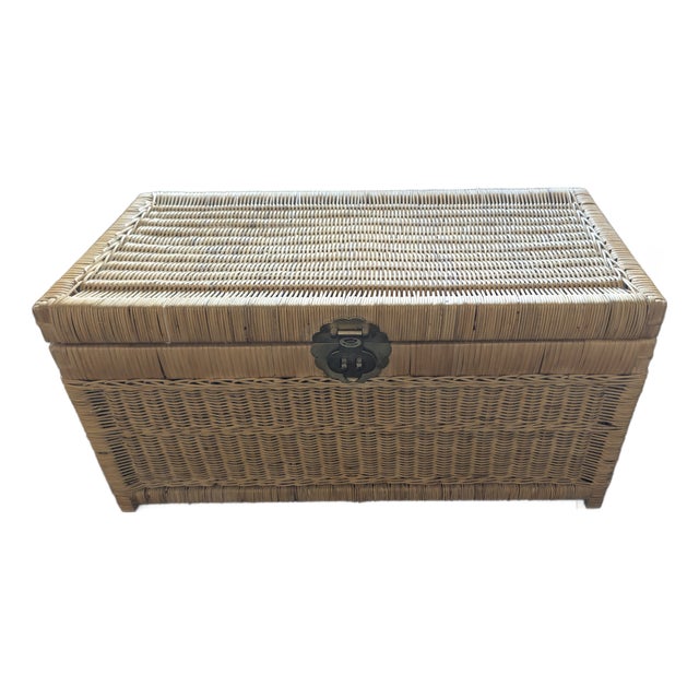 Mid 20th Century Jaco Wicker Trunk/Blanket Chest For Sale